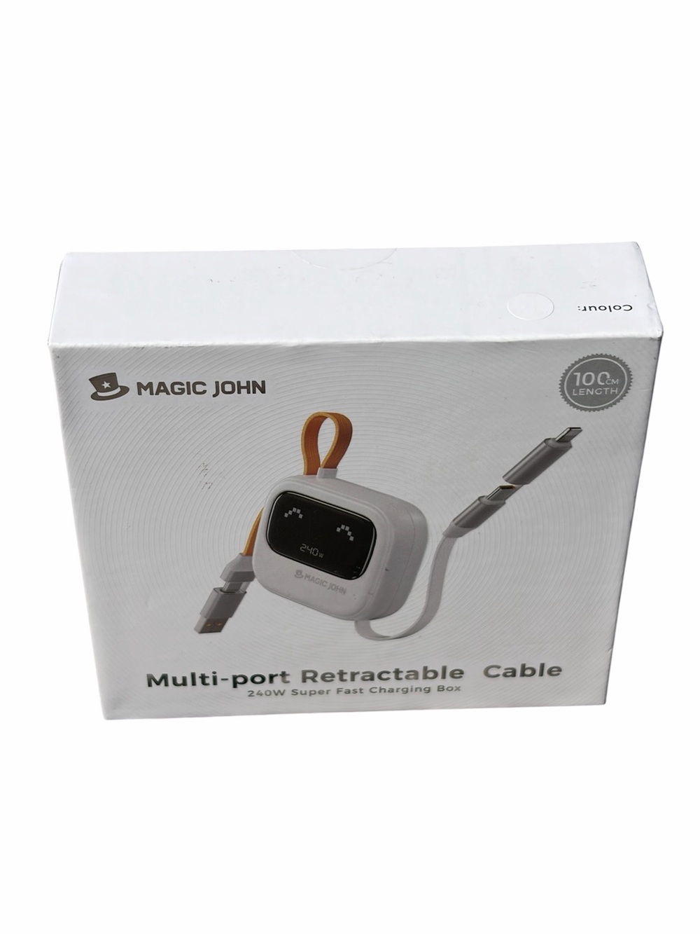 Magic John 240W Retractable Multi-Port Cable (White)